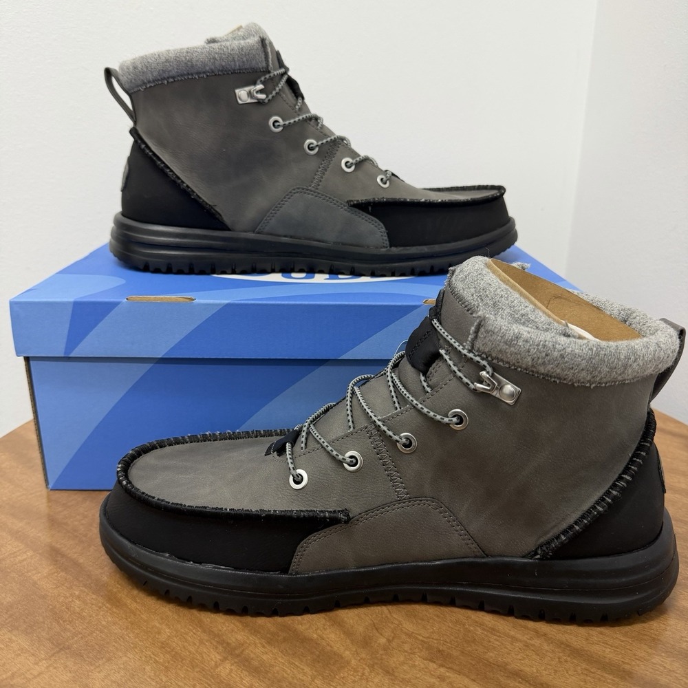 Hey Dude Bradley Classic Tumbled Boots Mens 12 Granite Grey Water Repellent